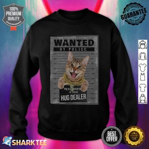 Funny Cat Mugshot Wanted Hugs Dealer Cute Kittens Lovers Premium sweatshirt