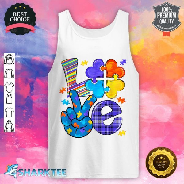 Autism Awareness Love Letter Cute Heart Puzzle Mom Dad tank top