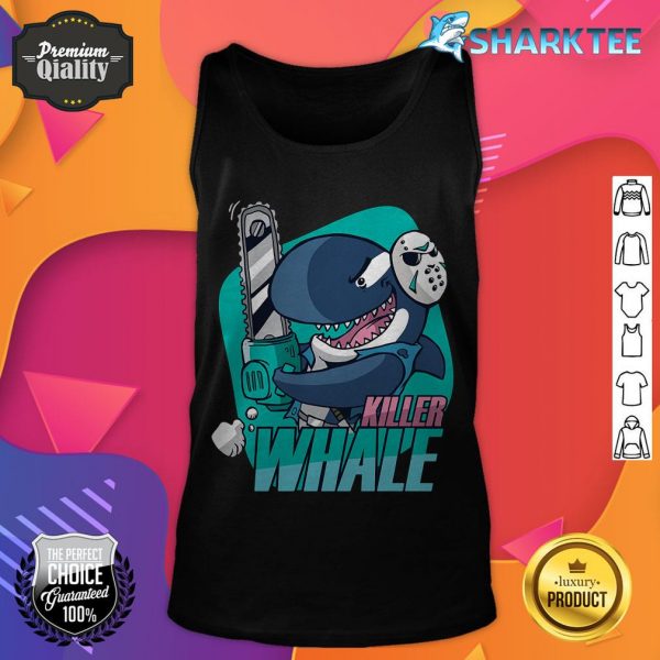 Funny Killer Whale with a Hockey Mask Halloween Costume tank top