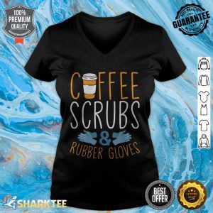 Funny Coffee Scrubs Rubber Gloves Graphic Women Men Nurse v-neck