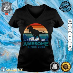 Awesome Since 2014 7 Years Old Dinosaur Gift v-neck