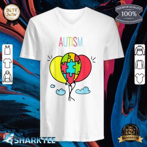 Autism Awareness Puzzle Pieces Balloon v-neck