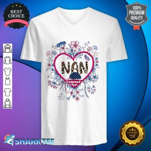 Heart Wildflower Nan 4th of July Patriotic Independence Day v-neck