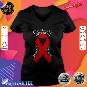 Womens Heart Stroke Survivor I Wear Red For Stroke Awareness v-neck