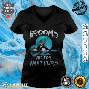 Funny Brooms Are for Amateurs Witch Riding Orca Whale v-neck