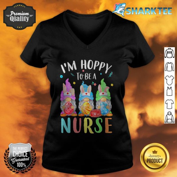 Funny Nurse Gnomes Easter Day Bunny Eggs RN ICU CNA v-neck