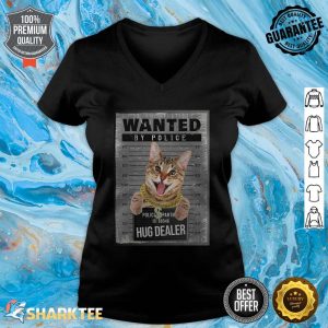 Funny Cat Mugshot Wanted Hugs Dealer Cute Kittens Lovers Premium v-neck