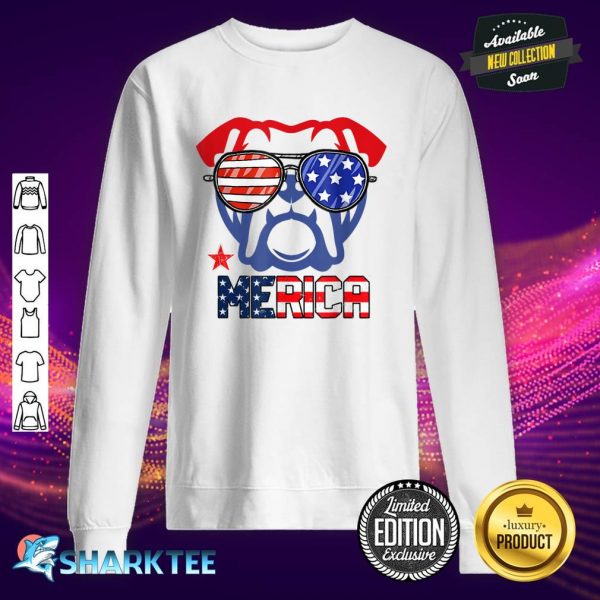 Fourth 4th of July Patriotic English Bulldog American Flag sweatshirt