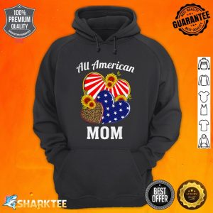 All American Mom Heart Leopard Independence Day Hoodie