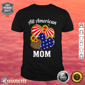 All American Mom Heart Leopard Independence Day Shirt