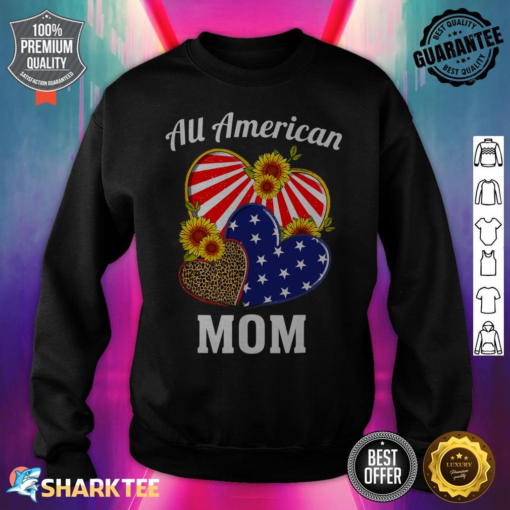 All American Mom Heart Leopard Independence Day Sweatshirt