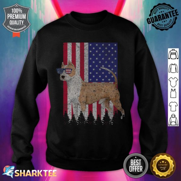 American Staffordshire Terrier Patriotic Dog USA Flag Sweatshirt